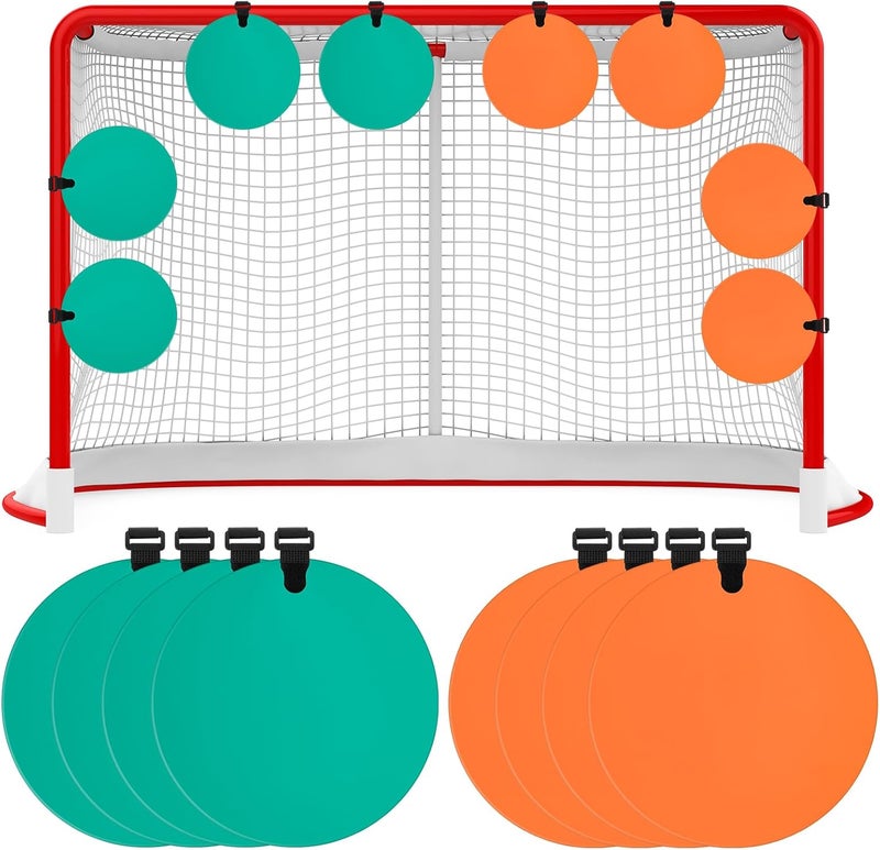 Arrowbash Silicone Hockey Shooting Targets Agility Shooting Goal Target Discs with Straps Set Reactive Hockey Training Equipment for Lacrosse Soccer Baseball Practice Accuracy, Orange, Green - Image 1